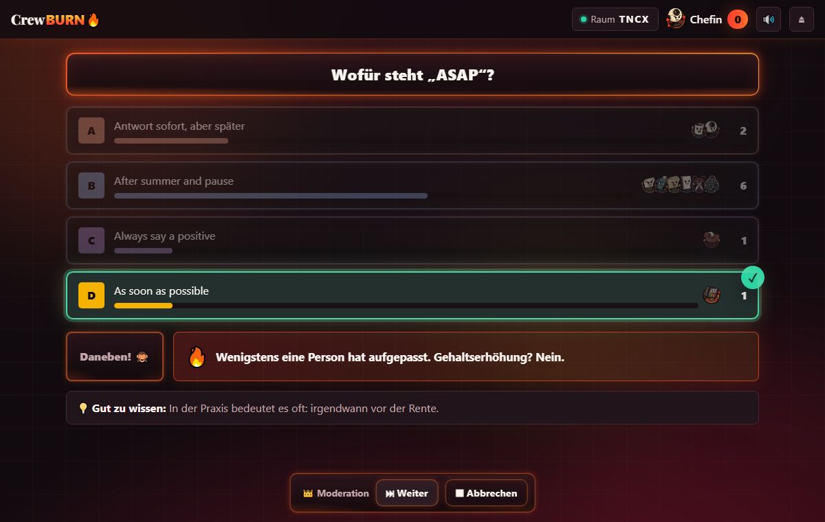 Auflösung einer Quizfrage mit Stimmenverteilung und Fun Fact